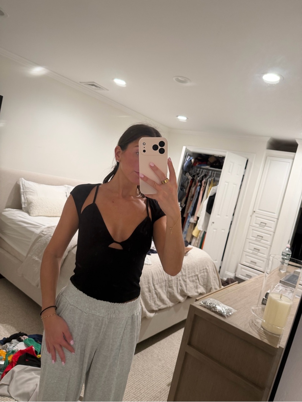 Garage Black Cutout Cap Sleeve Crop Top